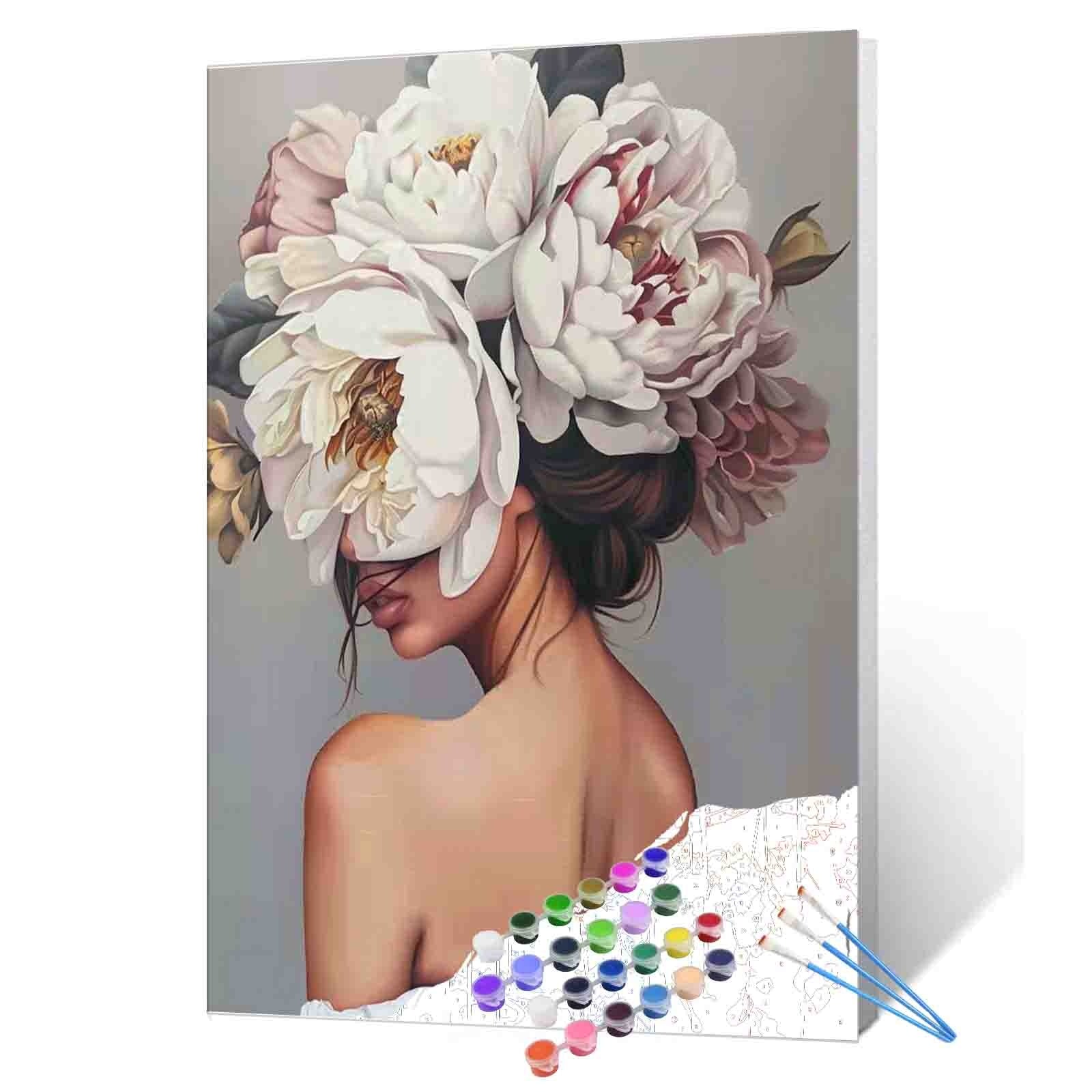 tucocoo-paint-by-numbers-frau-mit-blumen-malen-nach-zahlen-ohne-rahmen image 1