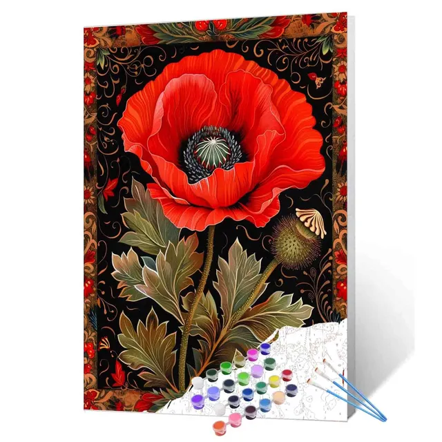 tucocoo-red-poppy-folk-malen-nach-zahlen-40x50-mohn image 1