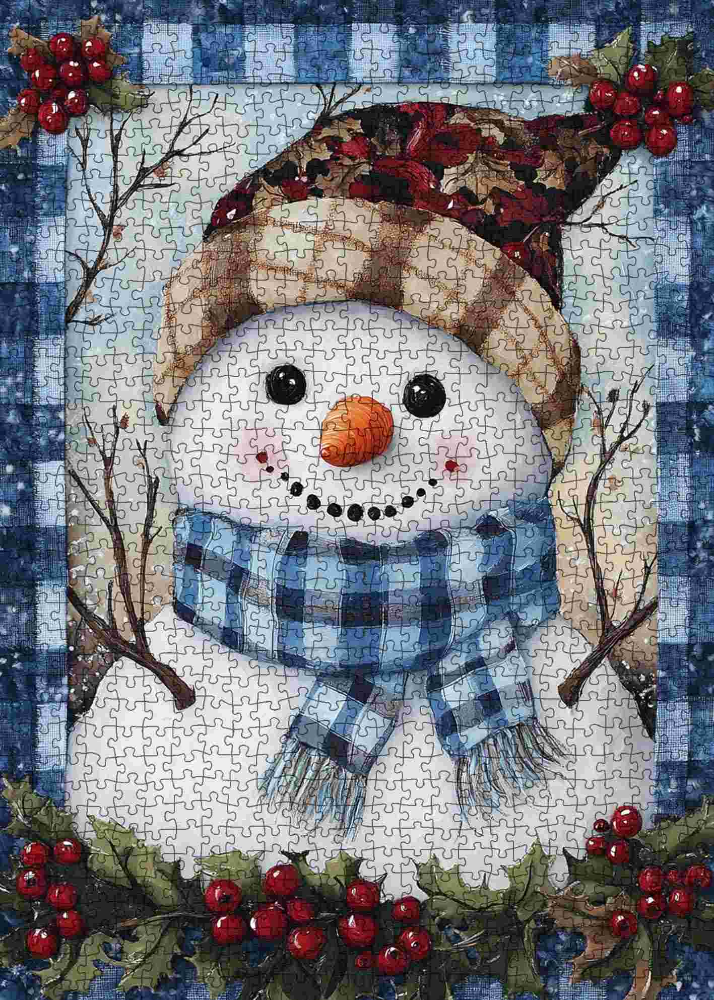 tucocoo-plaid-scarf-snowman-puzzle-1000-teile-weihnachten image 2