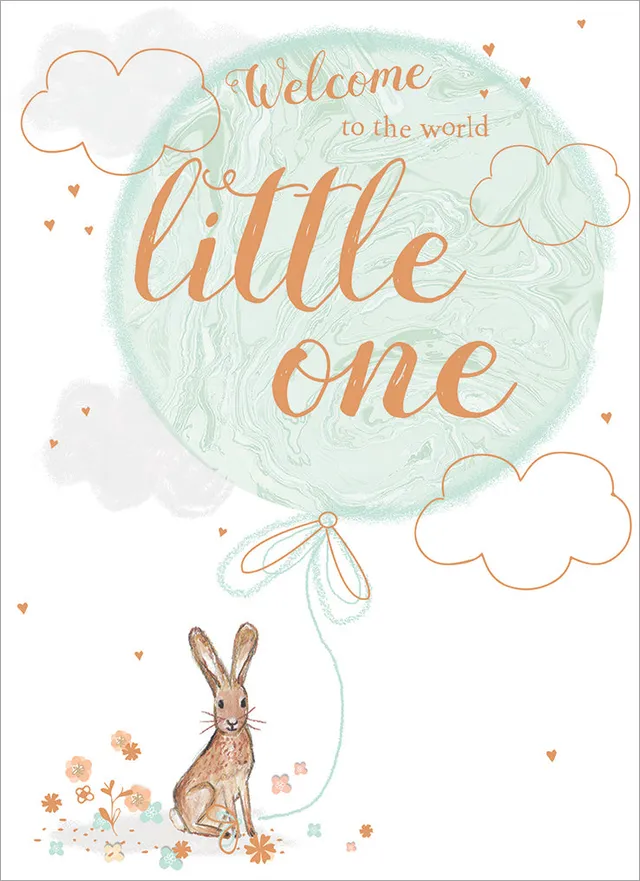otter-house-hare-balloon-babykarte-hase-geburt image 1