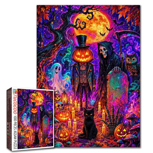 tucocoo-jigsaw-puzzles-pumpkin-reaper-haunted-graveyard-puzzle-1000-halloween image 1