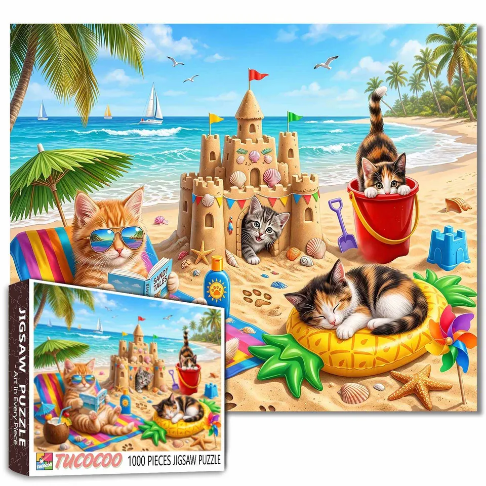 tucocoo-sunny-beach-kitten-paradise-puzzle-1000-teile-katze image 1