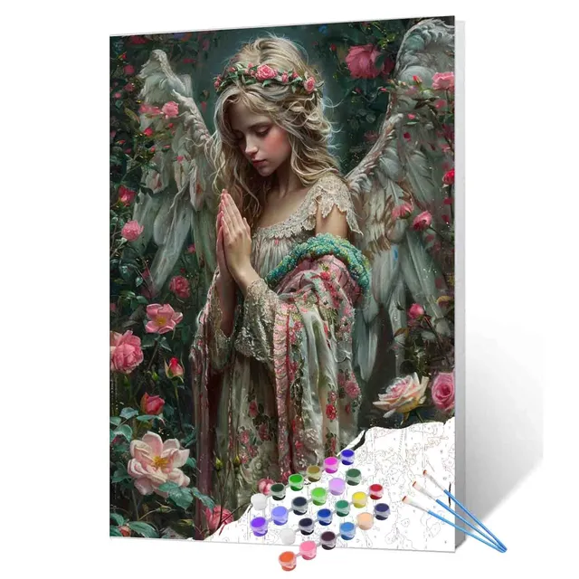 tucocoo-praying-angel-floral-garden-malen-nach-zahlen-40x50-ohne-rahmen image 1