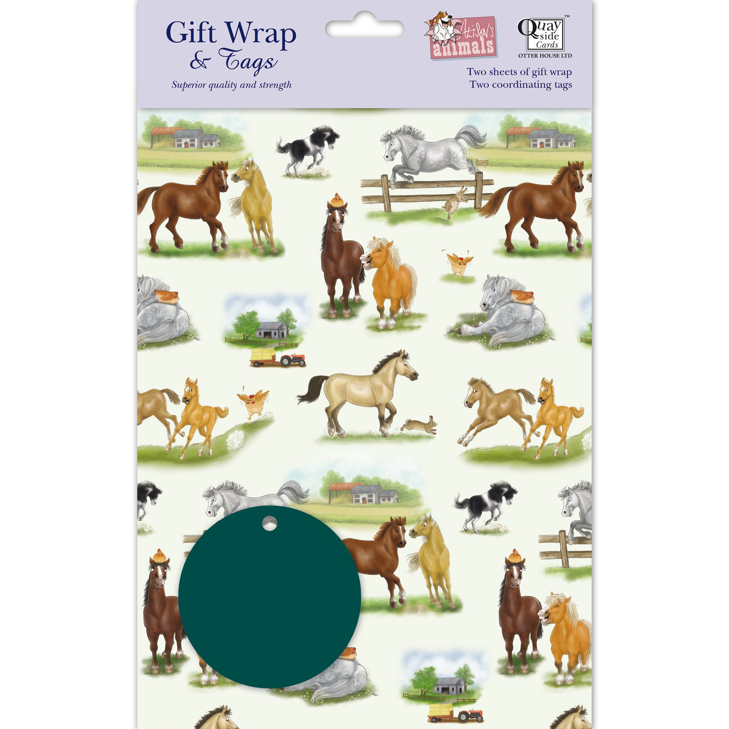 otter-house-alisons-animals-pferd-geschenkpapier-set-tags image 1