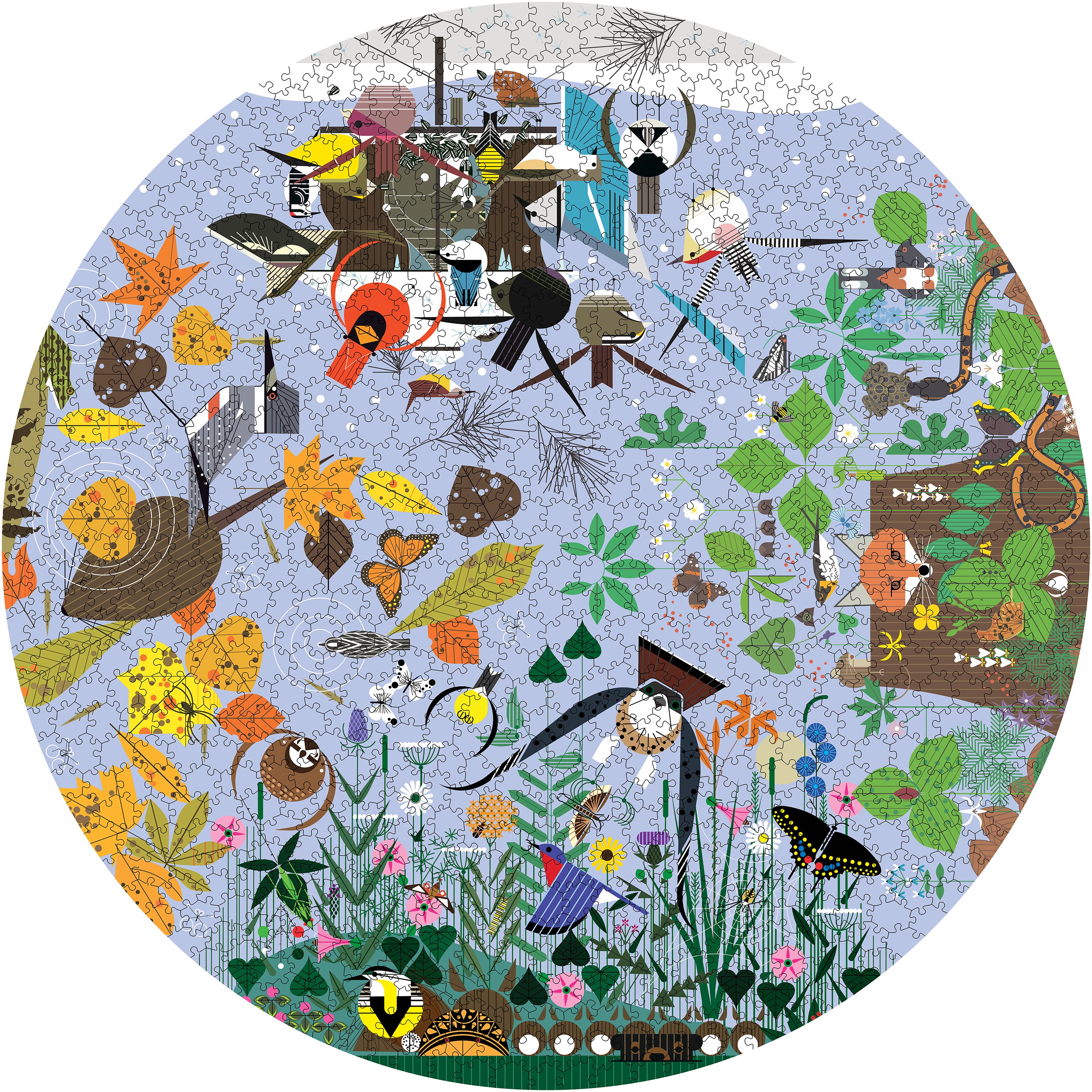 pomegranate-charley-harper-seasons-1000-teile-rundes-puzzle-v-gel image 2