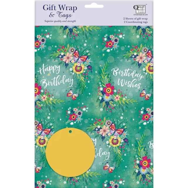 otter-house-flower-festival-geschenkpapier-2-bogen-tags image 1