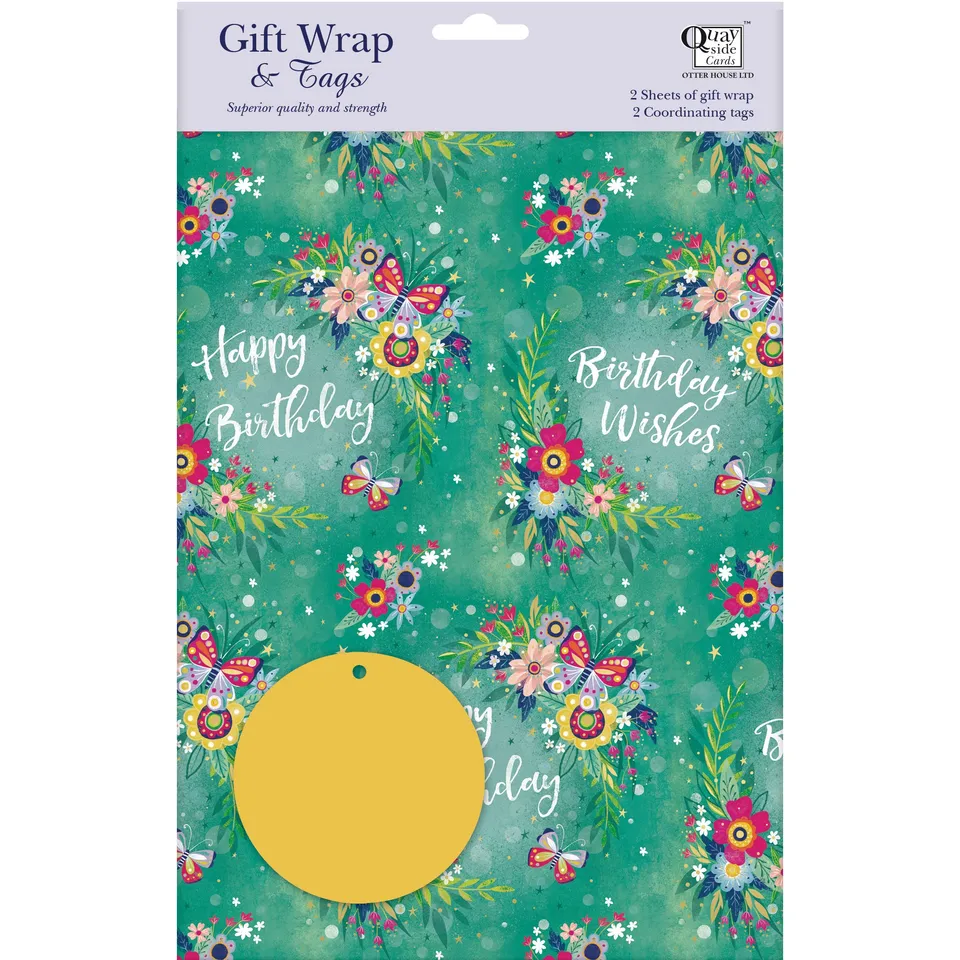 otter-house-flower-festival-geschenkpapier-2-bogen-tags image 1