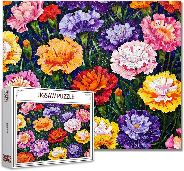 tucocoo-mosaic-flowers-puzzle-1000-teile-bunt-glasmalerei image 1