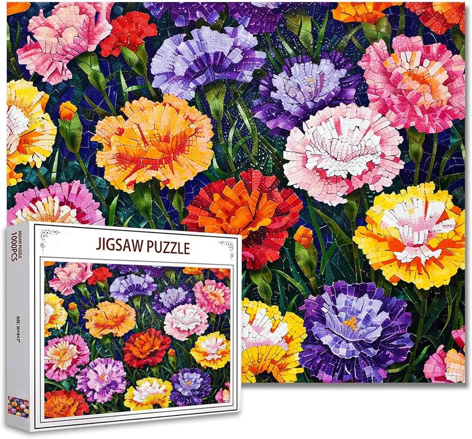 tucocoo-mosaic-flowers-puzzle-1000-teile-bunt-glasmalerei image 1