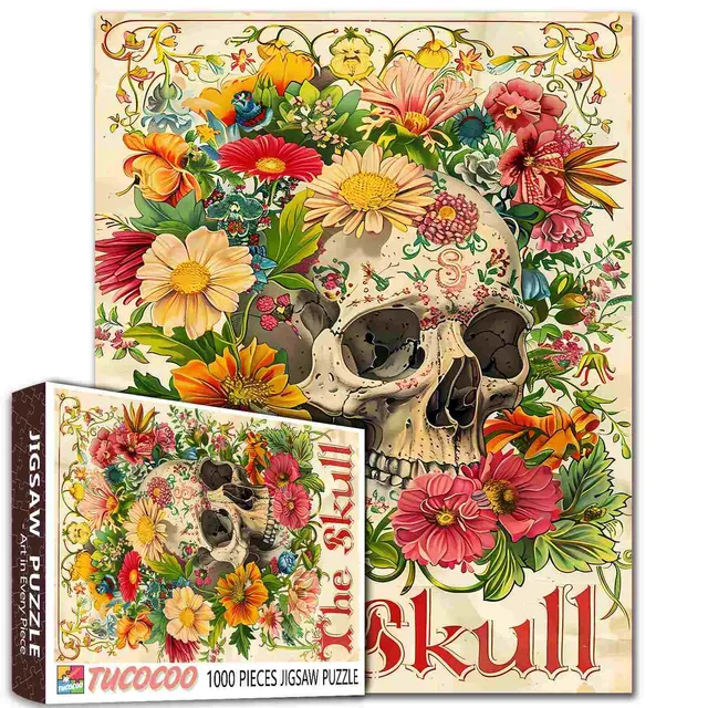 tucocoo-floral-skull-vintage-puzzle-1000-teile-blumen image 1