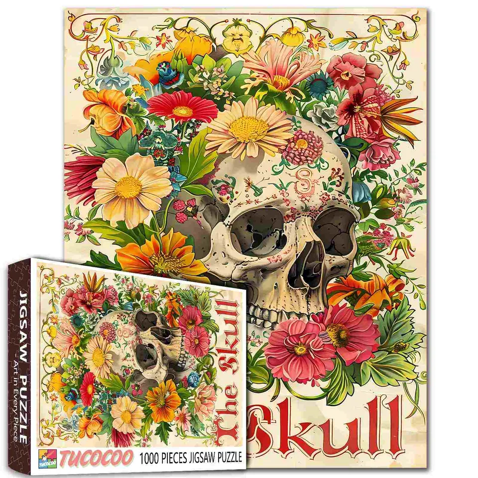 tucocoo-floral-skull-vintage-puzzle-1000-teile-blumen image 1