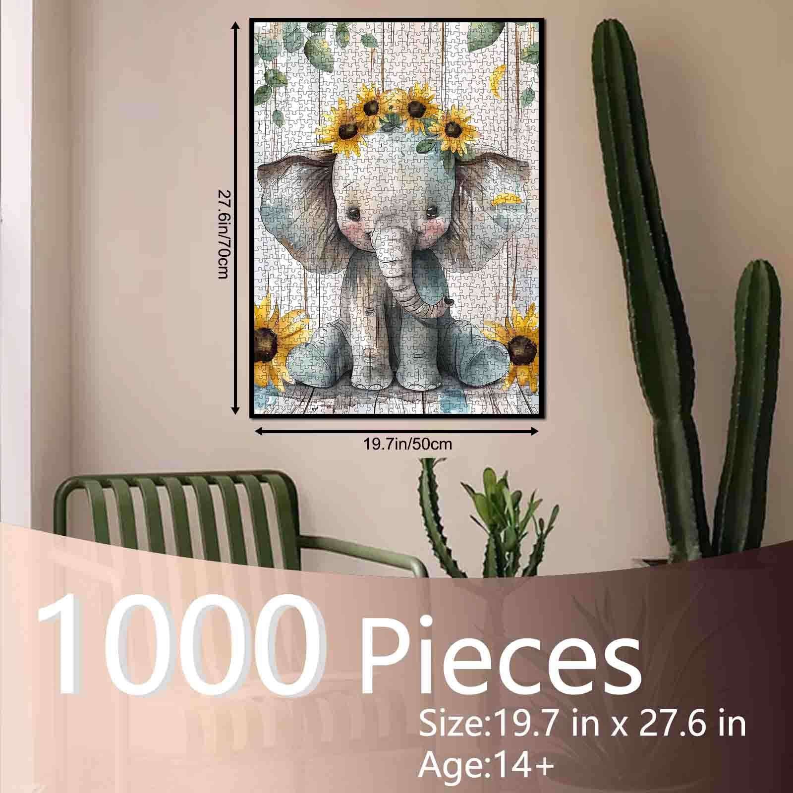 tucocoo-baby-elephant-sunflowers-puzzle-1000-teile-elefant image 5