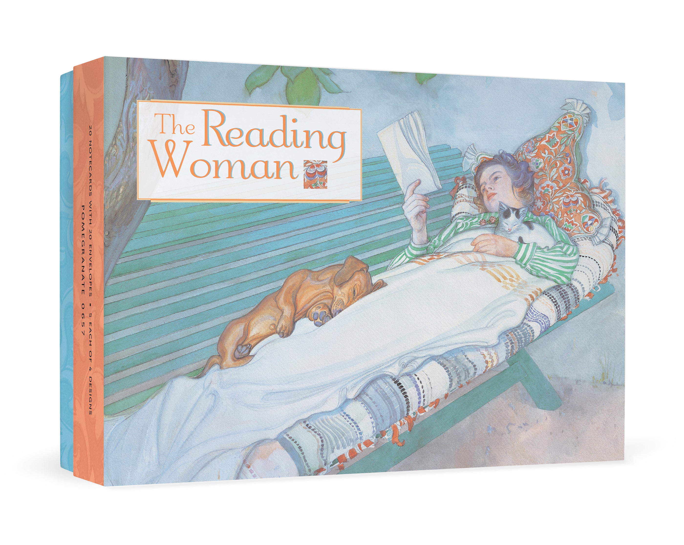 pomegranate-reading-woman-gru-karten-20er-set-leserin image 1