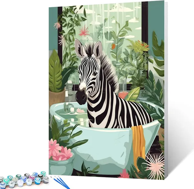 tucocoo-paint-by-numbers-zebra-in-bathtub-bild-40x50cm-tiere image 1