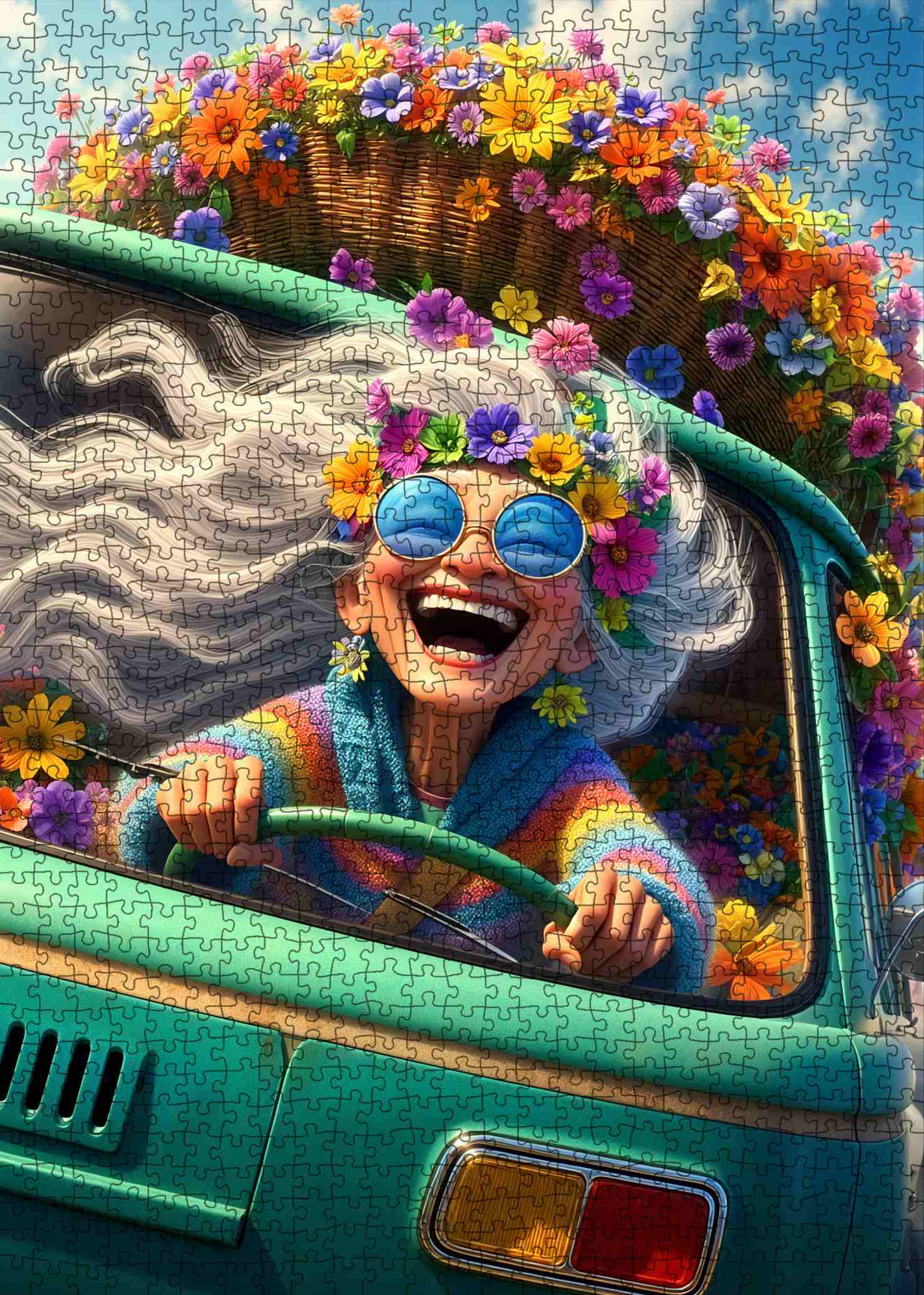 tucocoo-flower-power-road-trip-puzzle-1000-teile-auto image 2