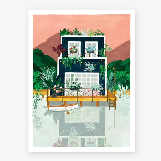 all-the-ways-to-say-posters-cabine-poster-tropen-aquarell-stelzenhaus image 1