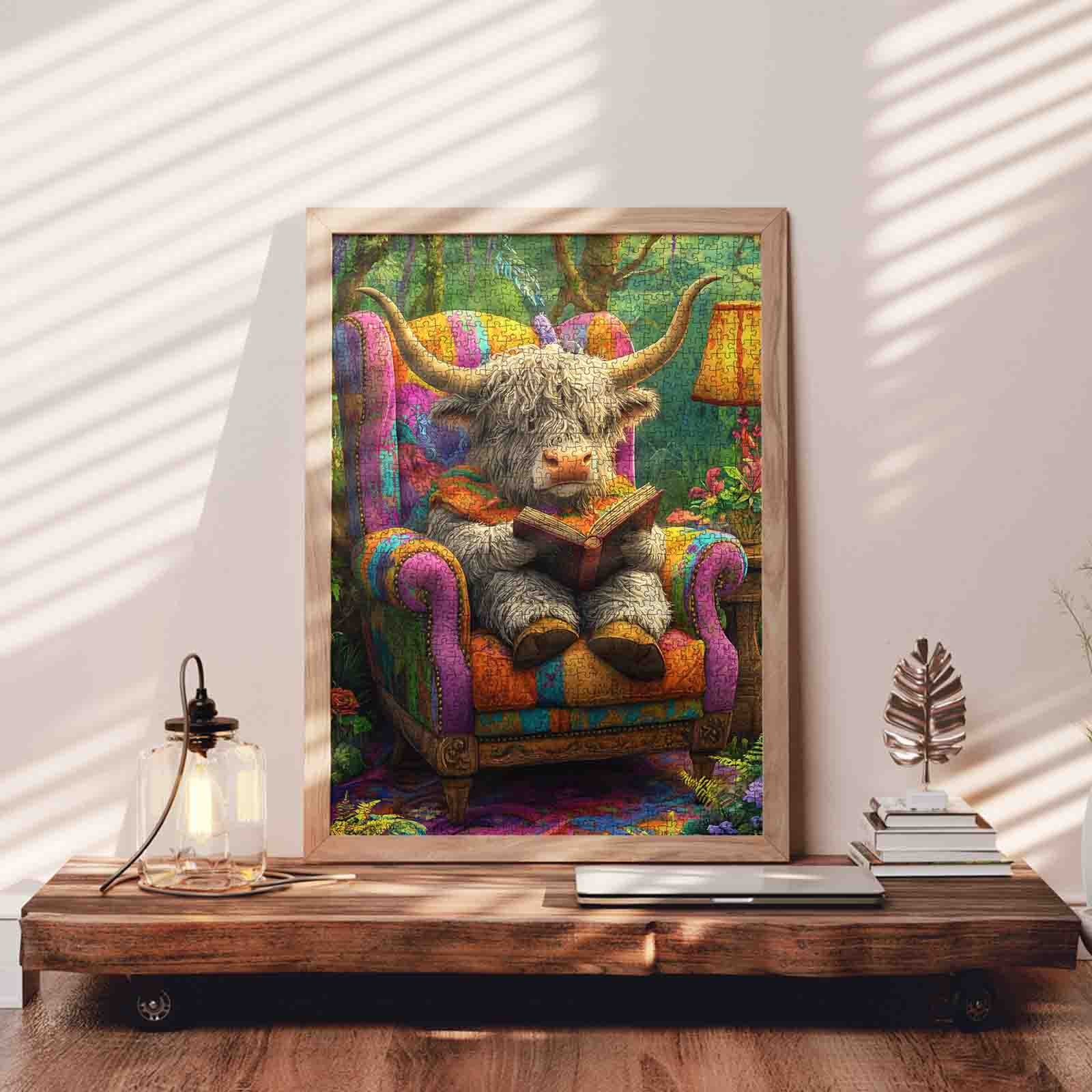 tucocoo-highland-cow-reading-puzzle-1000-teile-kuh image 3