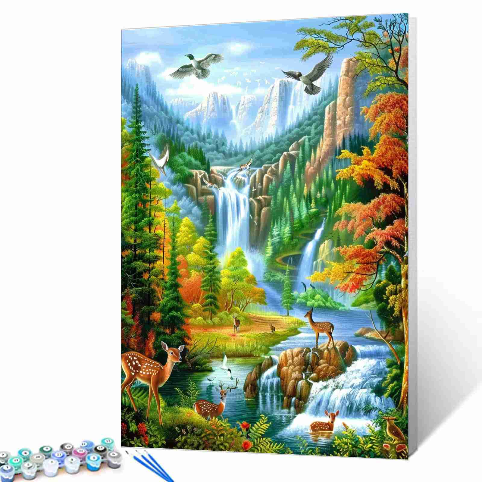 tucocoo-paint-by-numbers-forest-wildlife-malset-40x50-landschaft image 1