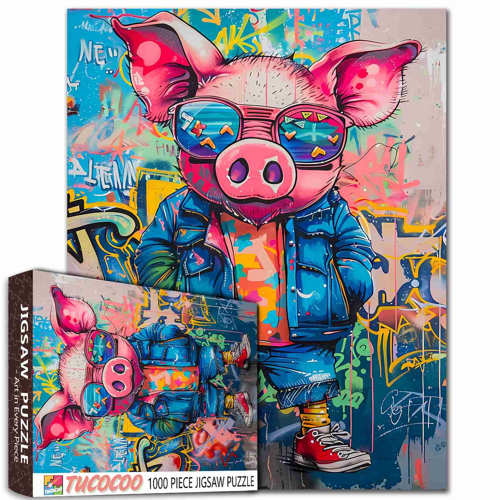 tucocoo-jigsaw-cool-pig-street-art-puzzle-1000-teile-schwein image 1
