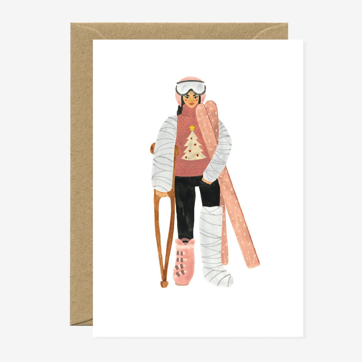 all-the-ways-to-say-ski-fail-woman-gru-karte-weihnachten-a6 image 1