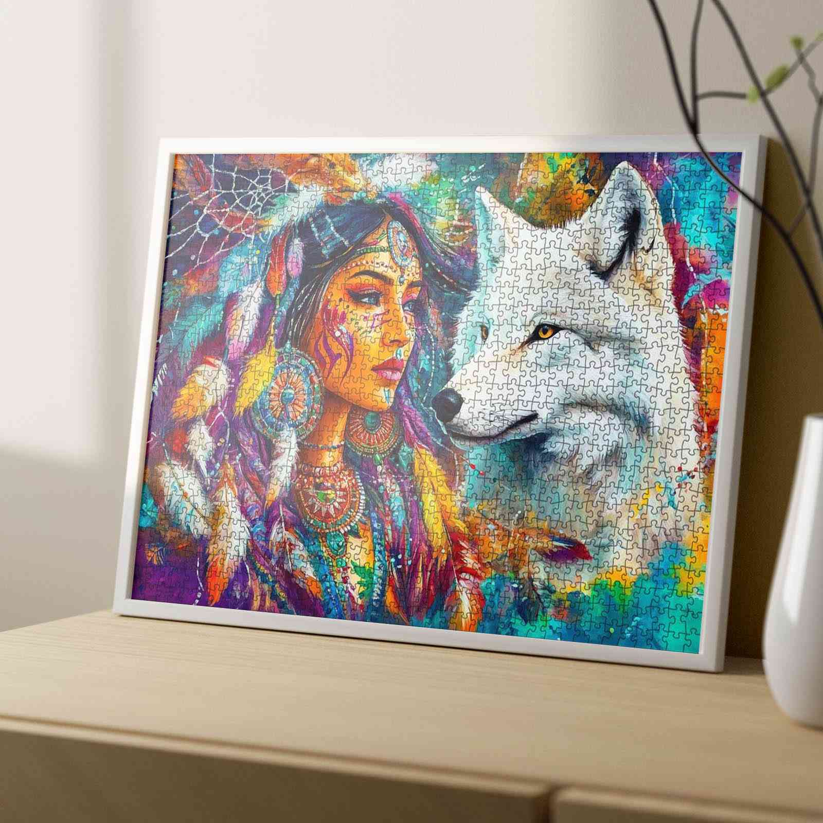 tucocoo-wild-spirit-indian-woman-with-wolf-puzzle-1000-teile image 4
