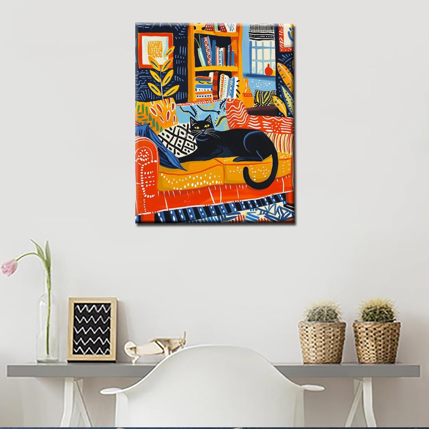 tucocoo-paint-by-numbers-schwarze-katze-malen-nach-zahlen-40x50-ohne-rahmen image 2