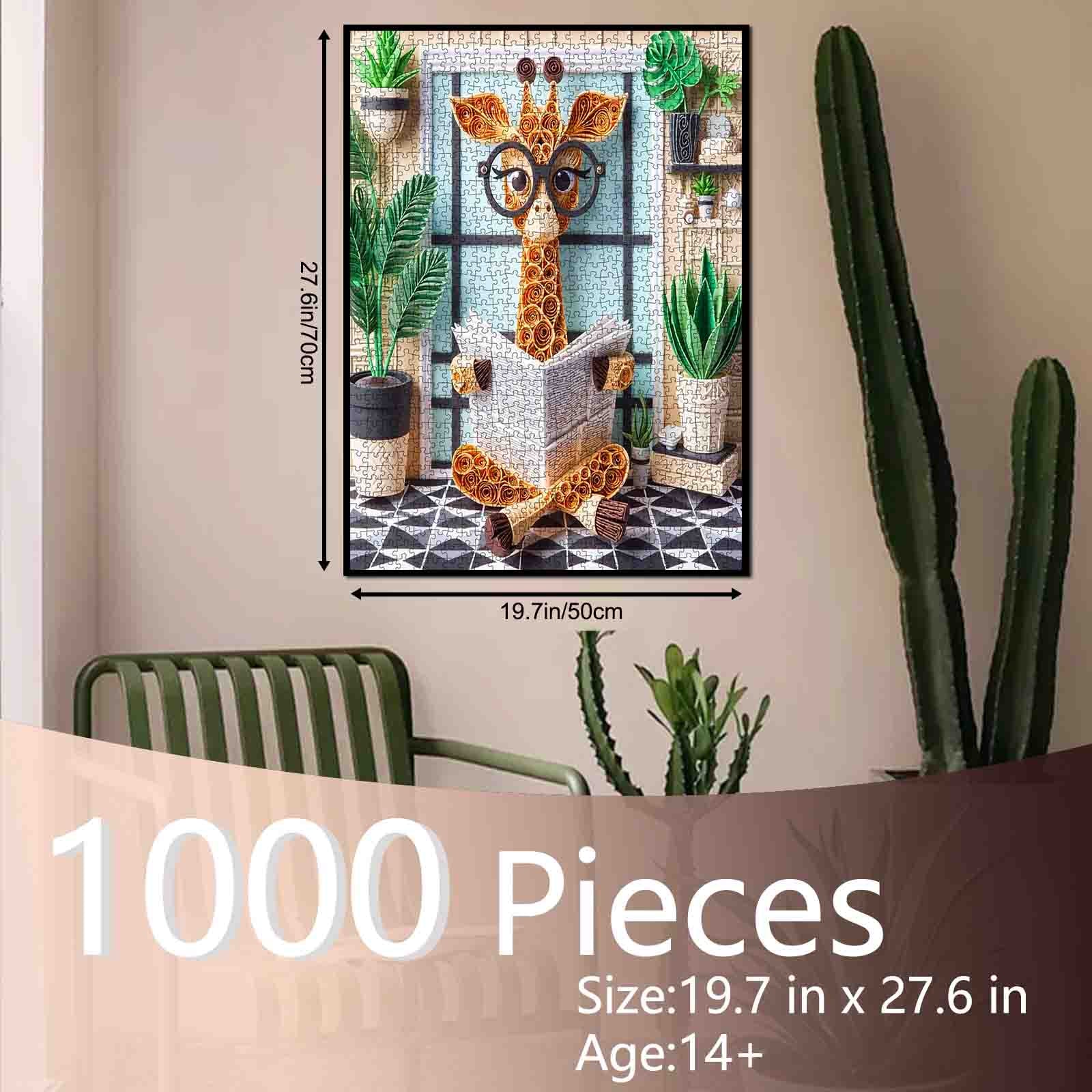 tucocoo-quilled-giraffe-puzzle-1000-teile-lesegiraffe image 5