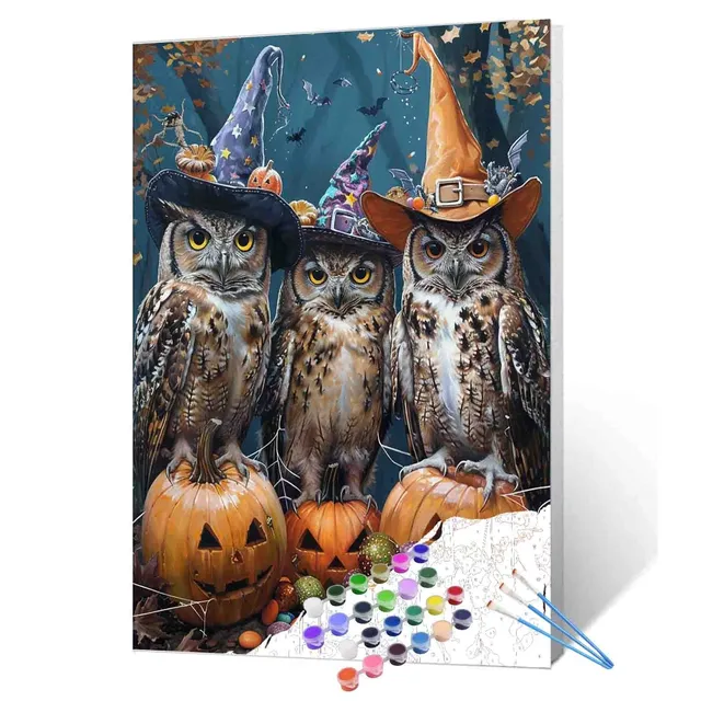 tucocoo-three-owls-halloween-malen-nach-zahlen-ohne-rahmen-eulen image 1