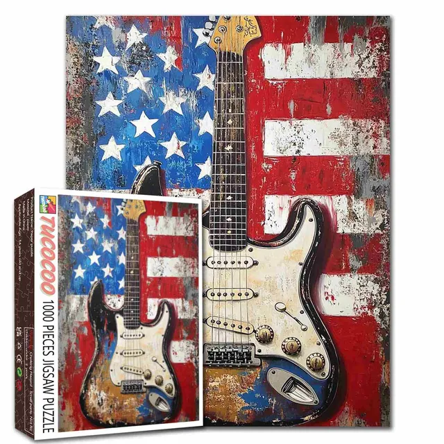 tucocoo-american-flag-guitar-puzzle-1000-teile-gitarre image 1
