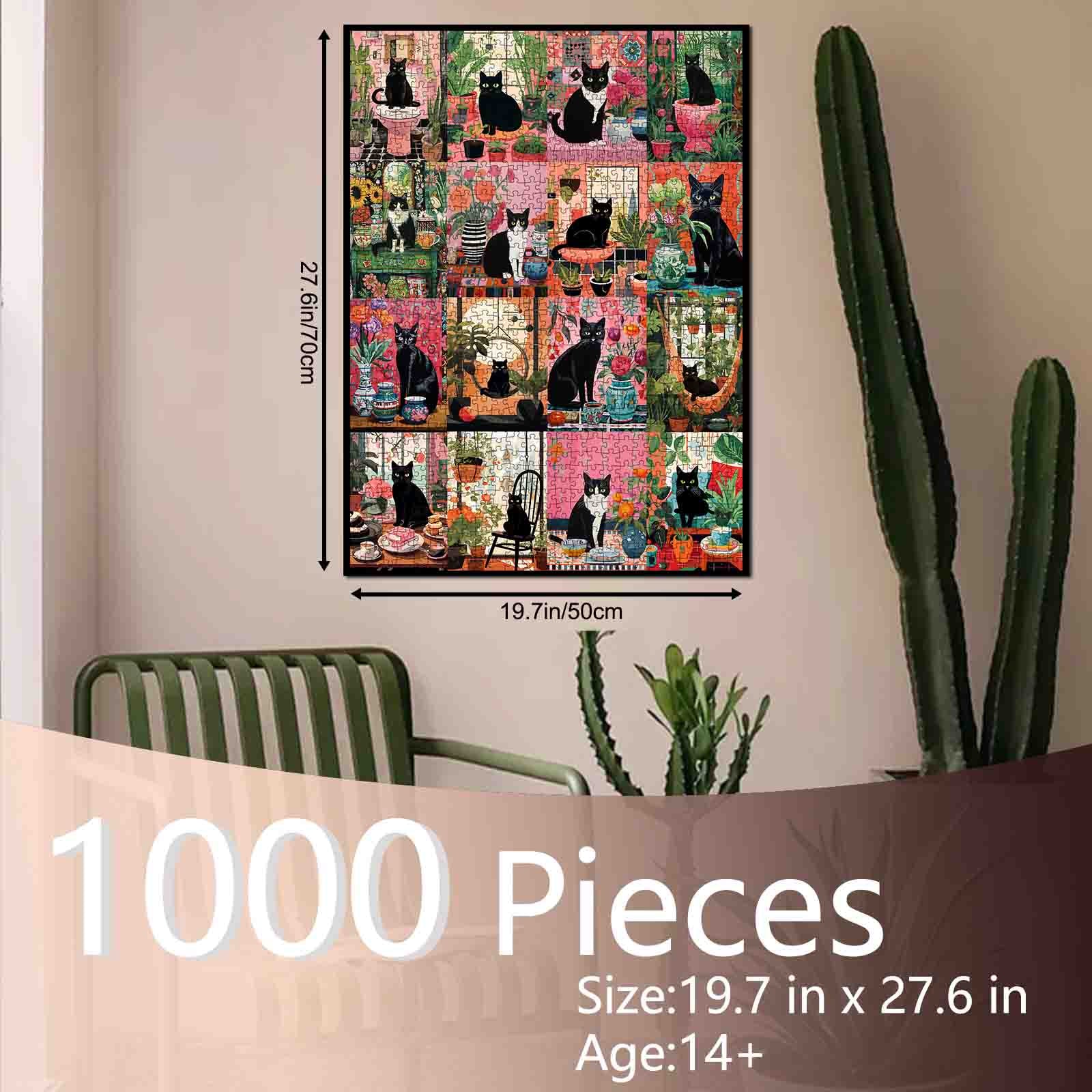 tucocoo-botanical-black-cat-puzzle-1000-teile-katzen image 5
