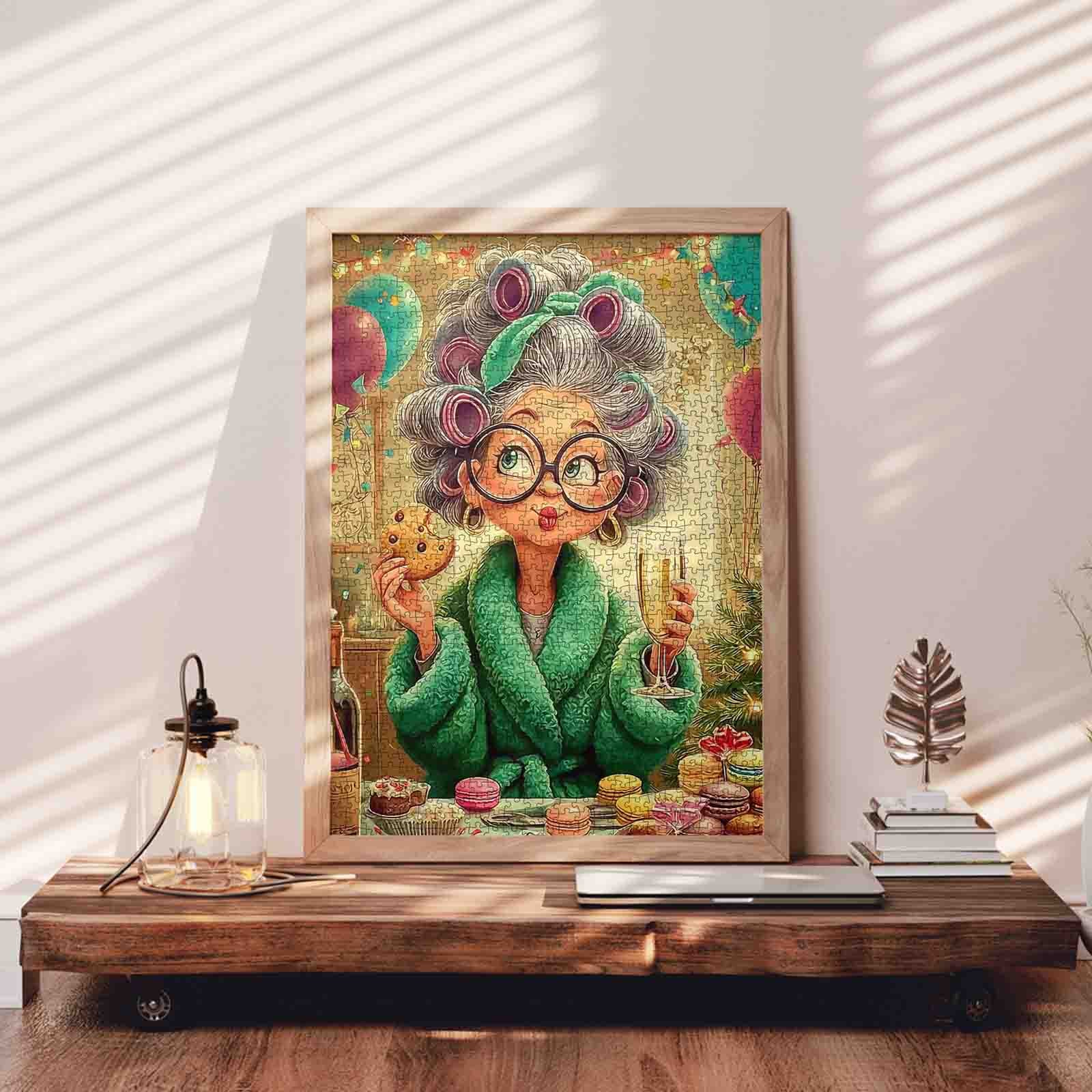 tucocoo-happy-grandma-drinking-champagne-puzzle-1000-teile image 3