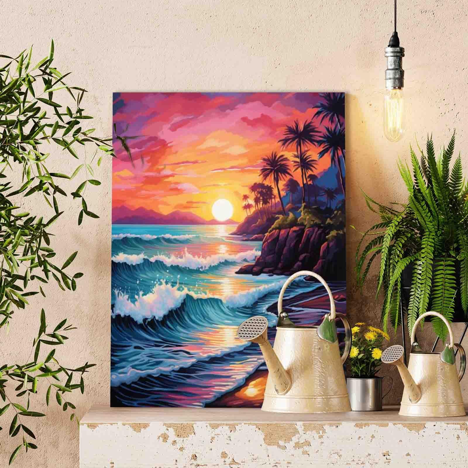 tucocoo-paint-by-numbers-tropical-sunset-waves-40x50 image 2