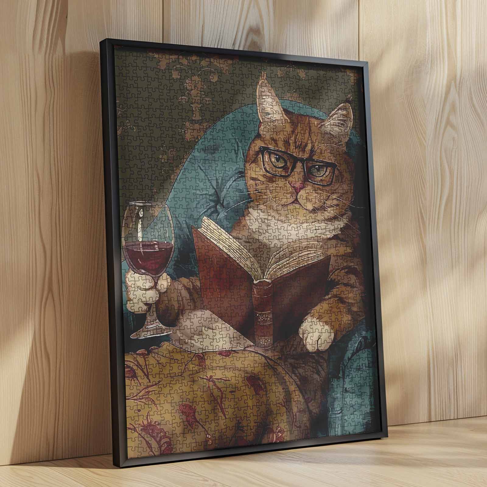 tucocoo-jigsaw-puzzles-cat-reading-with-wine-puzzle-1000-teile image 4