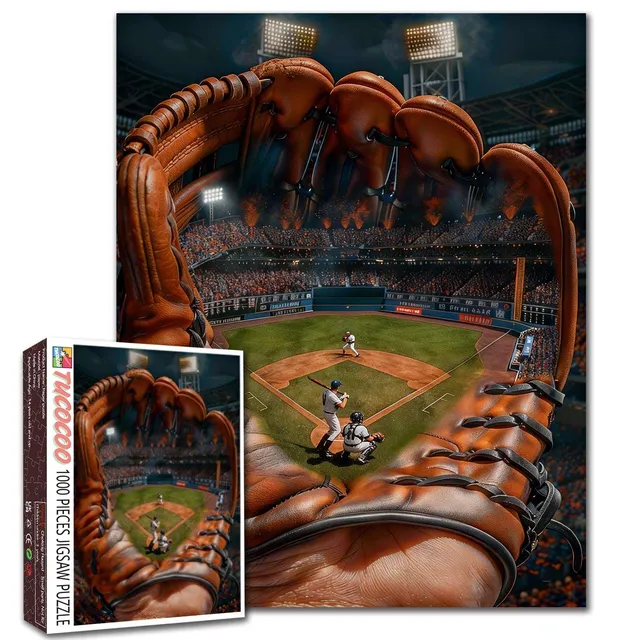 tucocoo-giant-glove-night-baseball-puzzle-1000-teile-sport image 1