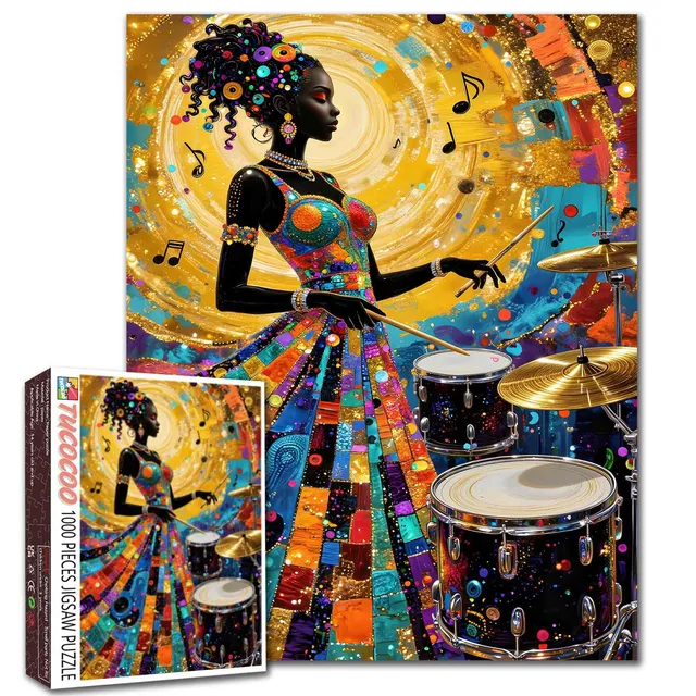 tucocoo-jigsaw-rhythm-of-color-jazz-drummer-puzzle-1000-teile image 1