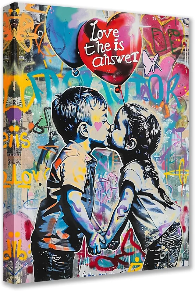 tucocoo-canvas-wall-art-leinwandbild-kuss-graffiti-30x40cm image 1