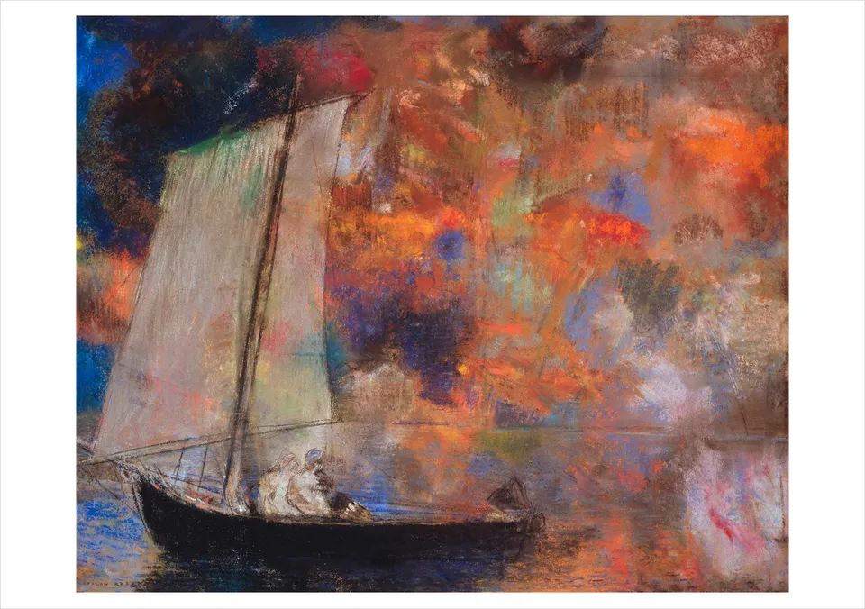 pomegranate-blank-notecards-odilon-redon-flower-clouds-klappkarte image 1