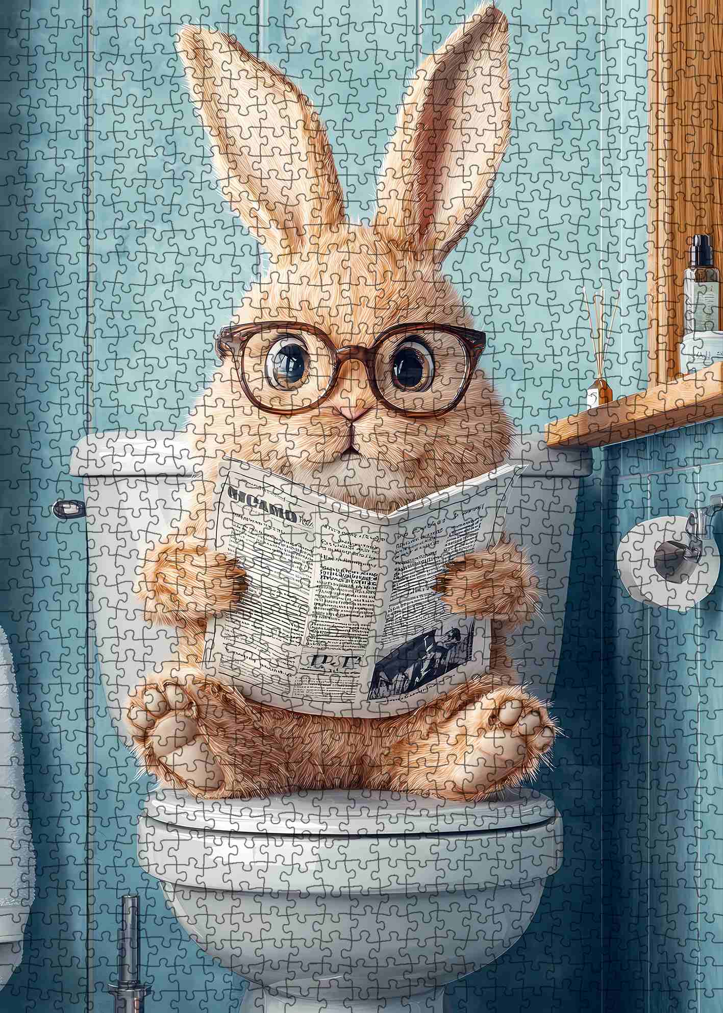 tucocoo-funny-bunny-reading-newspaper-puzzle-1000-teile-bad image 2