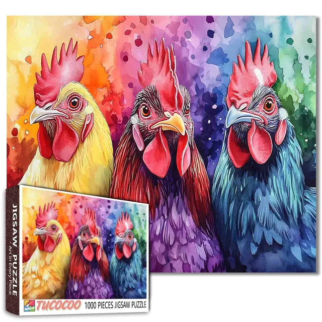 tucocoo-watercolor-h-hner-puzzle-1000-teile-tiere image 1