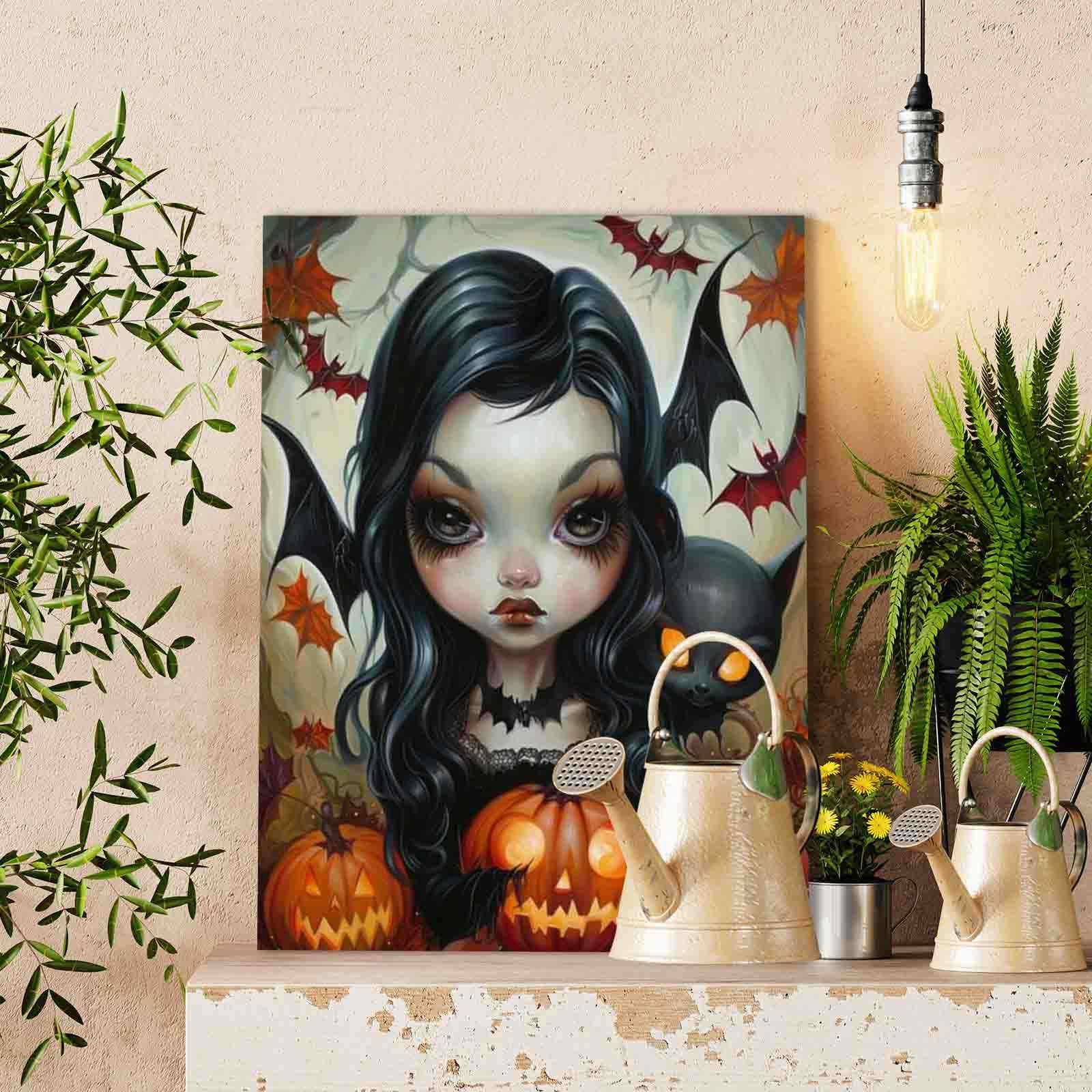 tucocoo-paint-by-numbers-gothic-girl-pumpkins-malen-nach-zahlen-40x50-halloween image 2