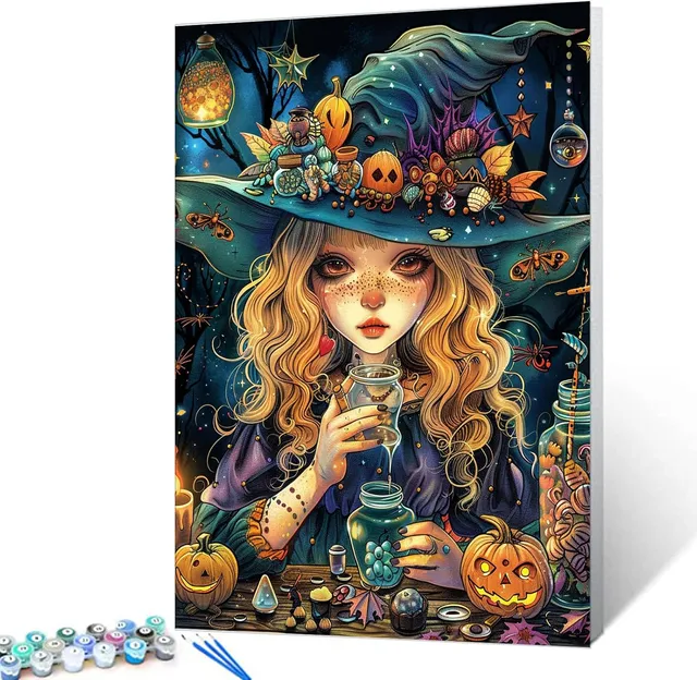 tucocoo-paint-by-numbers-cute-halloween-girl-malen-nach-zahlen image 1