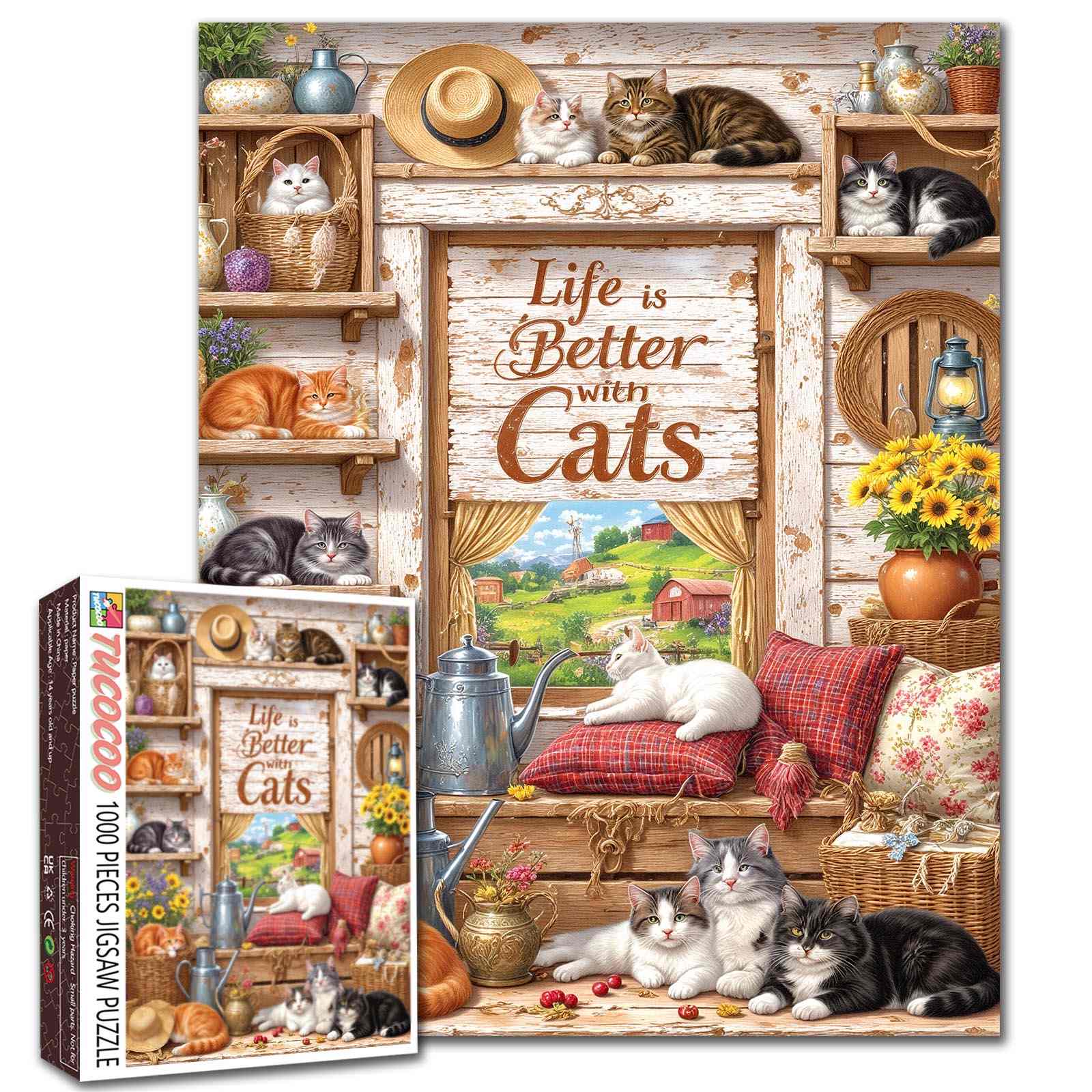 tucocoo-jigsaw-puzzles-life-better-with-cats-puzzle-1000-teile-katzen image 1