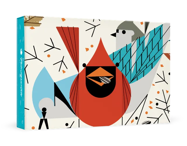 pomegranate-boxed-notecards-charley-harper-birdfeeders-dankeskarten-set image 1