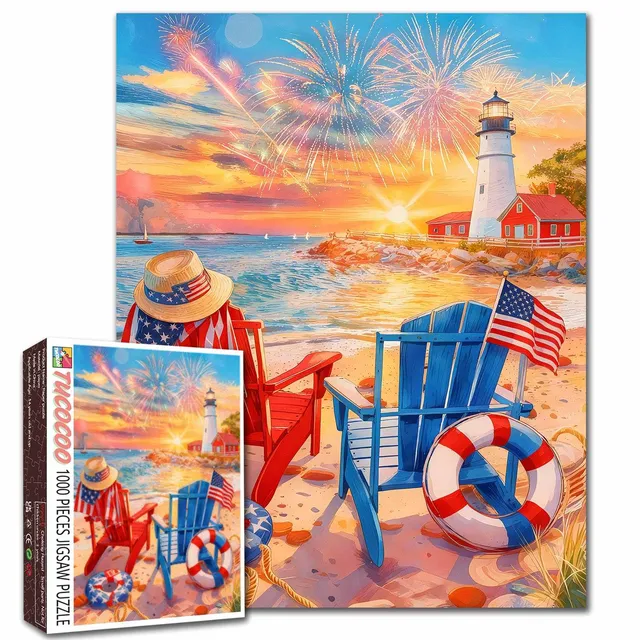 tucocoo-patriotic-lighthouse-beach-puzzle-1000-teile-k-ste image 1