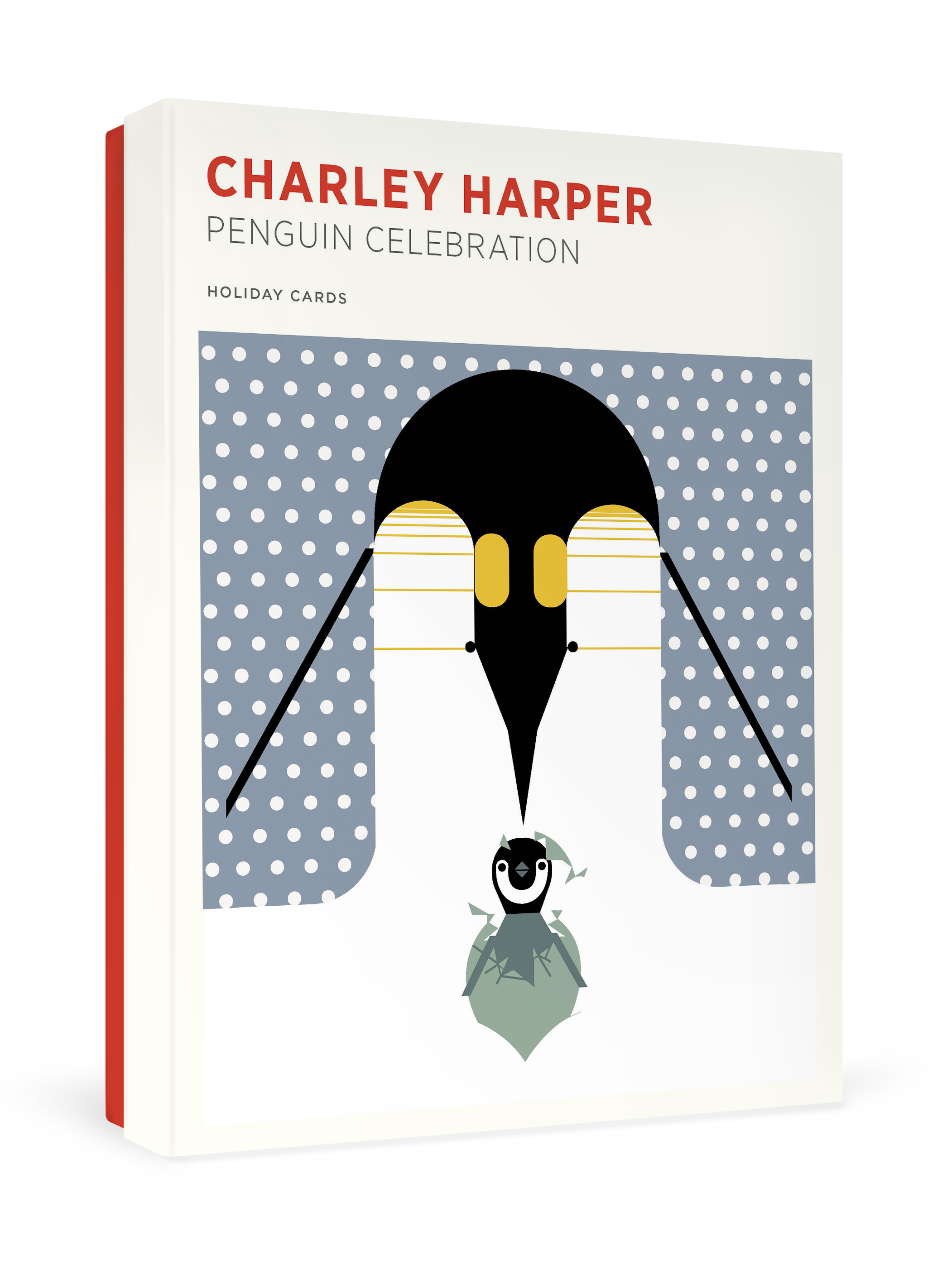 pomegranate-holiday-cards-charley-harper-penguin-celebration-pinguin image 1