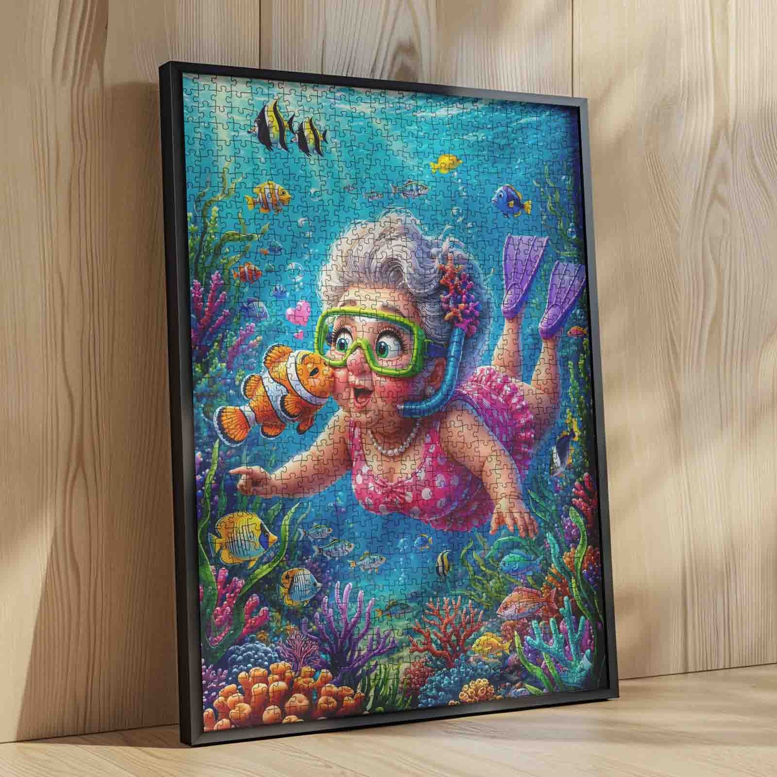 tucocoo-grandma-snorkeling-coral-reef-puzzle-1000-teile-meer image 4