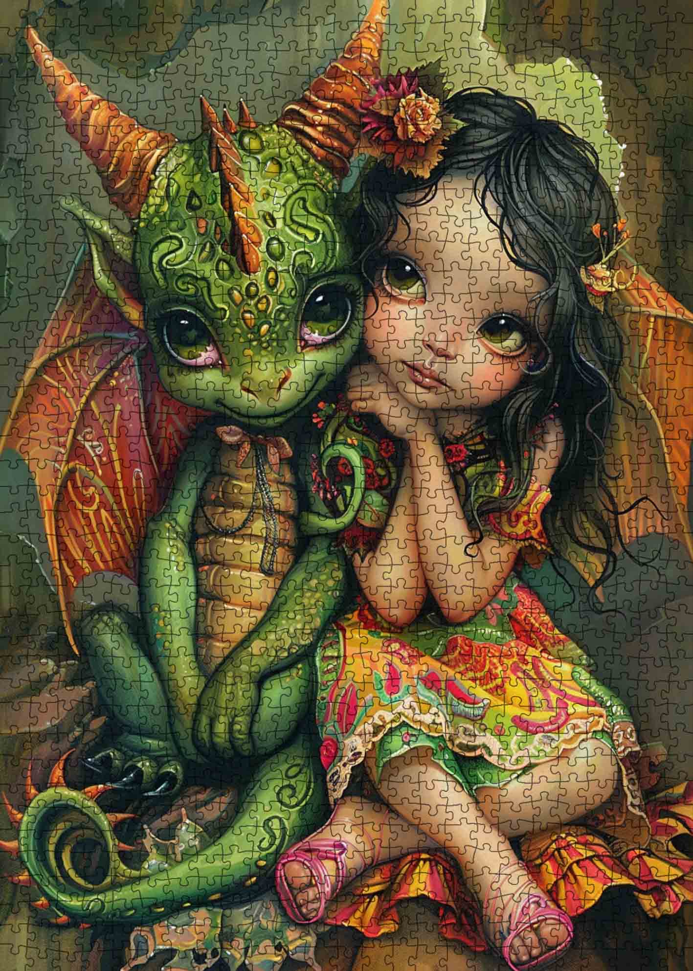 tucocoo-jigsaw-puzzles-girl-and-dragon-puzzle-1000-teile-fantasy image 2