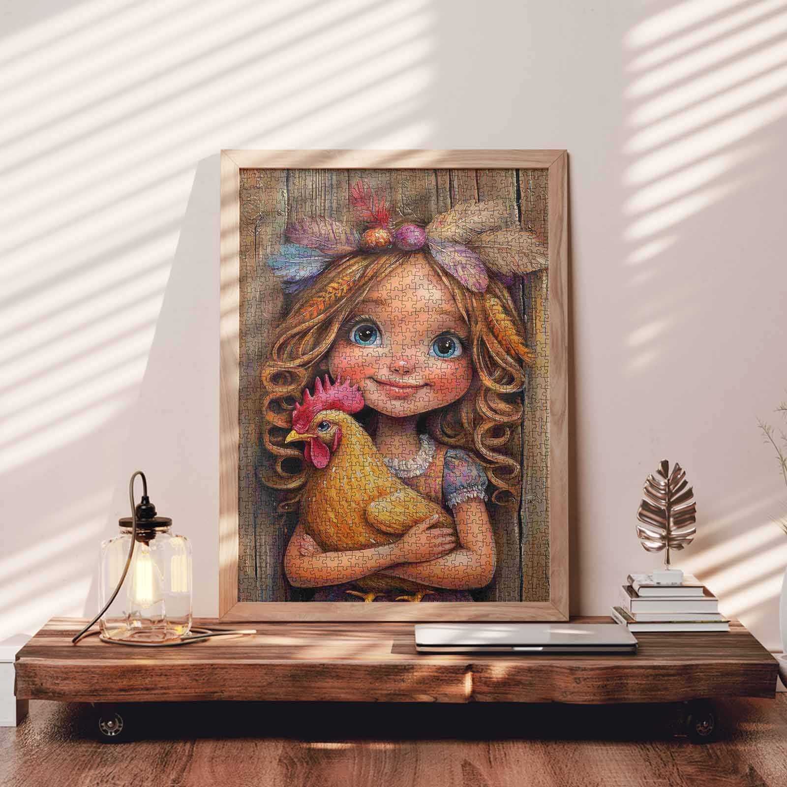 tucocoo-girl-with-chicken-puzzle-1000-teile-huhn image 3