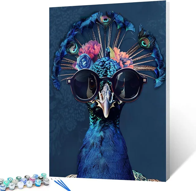 tucocoo-blue-peafowl-shades-malen-nach-zahlen-40x50-pfau image 1