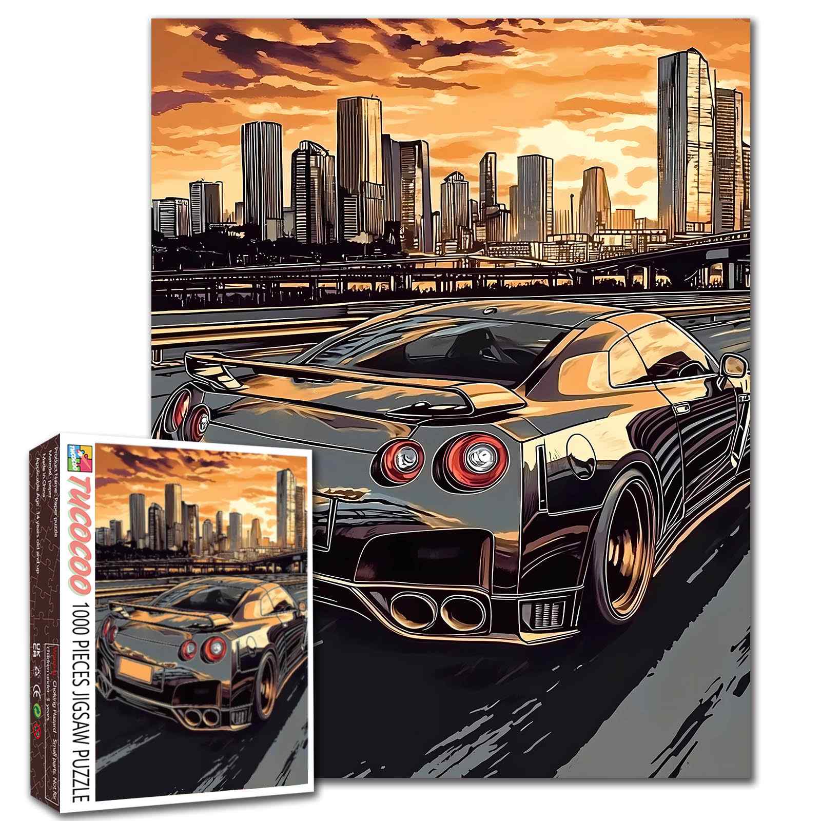 tucocoo-jigsaw-puzzles-sunset-city-drive-puzzle-1000-teile-auto image 1
